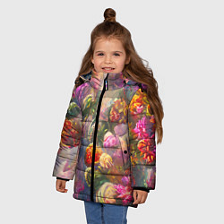 Куртка зимняя для девочки Цветущий сад, цвет: 3D-черный — фото 2