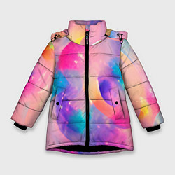 Куртка зимняя для девочки Многообразие красок, цвет: 3D-черный