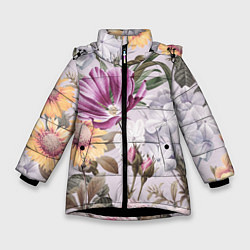 Зимняя куртка для девочки Цветы Романтический Букет