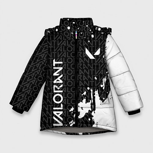 Зимняя куртка для девочки Valorant - Паттерн надписи / 3D-Светло-серый – фото 1