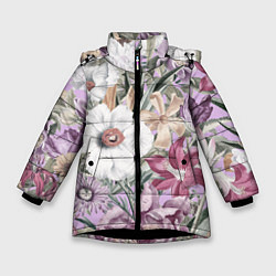 Зимняя куртка для девочки Цветы Фиолетовый Клематис