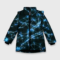 Куртка зимняя для девочки Нейронная сеть - фон, цвет: 3D-черный