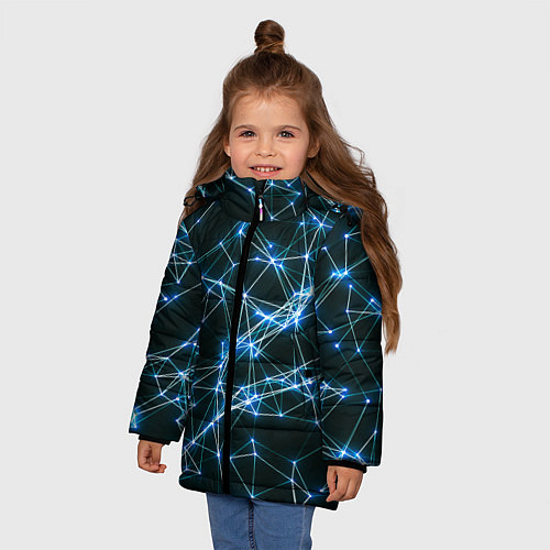 Зимняя куртка для девочки Нейронная сеть - фон / 3D-Черный – фото 3