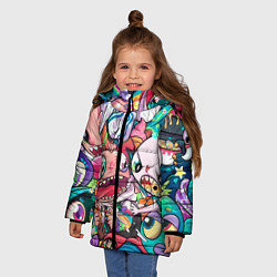 Куртка зимняя для девочки Веселые однокласники, цвет: 3D-светло-серый — фото 2