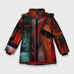 Куртка зимняя для девочки Урбанистический паттерн Urban pattern, цвет: 3D-красный