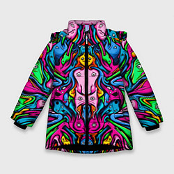 Куртка зимняя для девочки ОПТИЧЕСКАЯ ИЛЛЮЗИЯ СУЩЕСТВ, цвет: 3D-черный