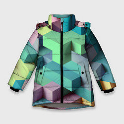 Куртка зимняя для девочки GEOMETRIC SHAPES, цвет: 3D-светло-серый