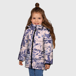 Куртка зимняя для девочки Цветы Флизелиновые Тропики, цвет: 3D-светло-серый — фото 2