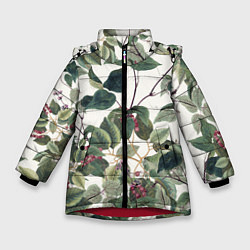Куртка зимняя для девочки Цветы Долихоса, цвет: 3D-красный
