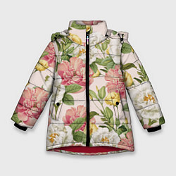 Зимняя куртка для девочки Цветы Английские Розы