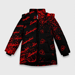 Куртка зимняя для девочки LAMBORGHINI Арт Паттерны, цвет: 3D-черный