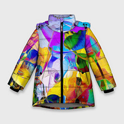 Зимняя куртка для девочки Цветы Буйство красок Flowers Riot of colors