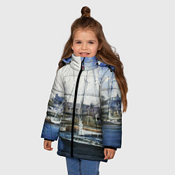 Куртка зимняя для девочки Во французской гавани, цвет: 3D-черный — фото 2