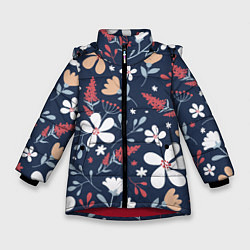 Зимняя куртка для девочки Цветы Полуночные Разноцветные