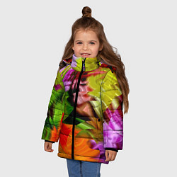 Куртка зимняя для девочки Разноцветная абстрактная композиция Лето Multi-col, цвет: 3D-красный — фото 2