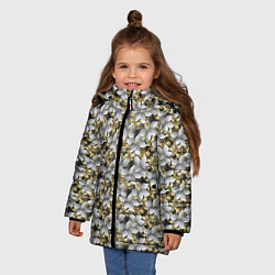 Куртка зимняя для девочки Объемные 3D лепестки цветы, цвет: 3D-черный — фото 2