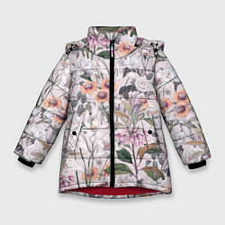 Зимняя куртка для девочки Цветы Эхинацеи