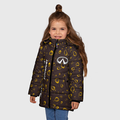 Зимняя куртка для девочки ИНФИНИТИ Infinity Autosport Капли / 3D-Черный – фото 3