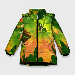 Куртка зимняя для девочки Кленовый-лист, цвет: 3D-черный