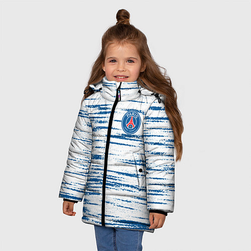 Зимняя куртка для девочки Psg маленькое лого / 3D-Светло-серый – фото 3