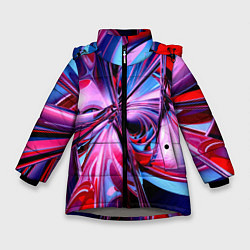 Куртка зимняя для девочки Авангардная футуристическая композиция Абстракция, цвет: 3D-светло-серый