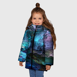 Куртка зимняя для девочки Неоновые облака neon clouds, цвет: 3D-красный — фото 2