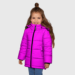 Куртка зимняя для девочки Однотонный розовый неоновый Пион, цвет: 3D-красный — фото 2