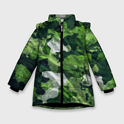Куртка зимняя для девочки Camouflage Pattern Камуфляж Паттерн, цвет: 3D-черный