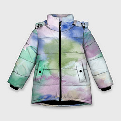Куртка зимняя для девочки Акварельная текстура, цвет: 3D-черный