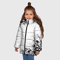 Куртка зимняя для девочки Выцветшие потёртости SKULLS, цвет: 3D-красный — фото 2