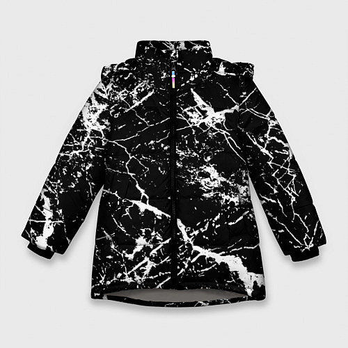Зимняя куртка для девочки Текстура чёрного мрамора Texture of black marble / 3D-Светло-серый – фото 1