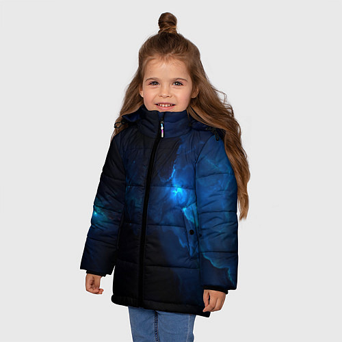 Зимняя куртка для девочки Звезды сквозь облака / 3D-Черный – фото 3