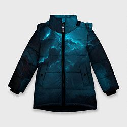 Куртка зимняя для девочки Облака и звезды, цвет: 3D-черный