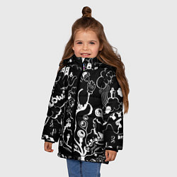 Куртка зимняя для девочки Музыкальное древо, цвет: 3D-черный — фото 2