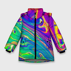 Куртка зимняя для девочки Абстракция кислота, цвет: 3D-светло-серый