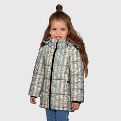 Куртка зимняя для девочки Бежевые светлые узоры, цвет: 3D-светло-серый — фото 2