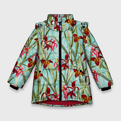 Зимняя куртка для девочки Цветы Красные Тигридии