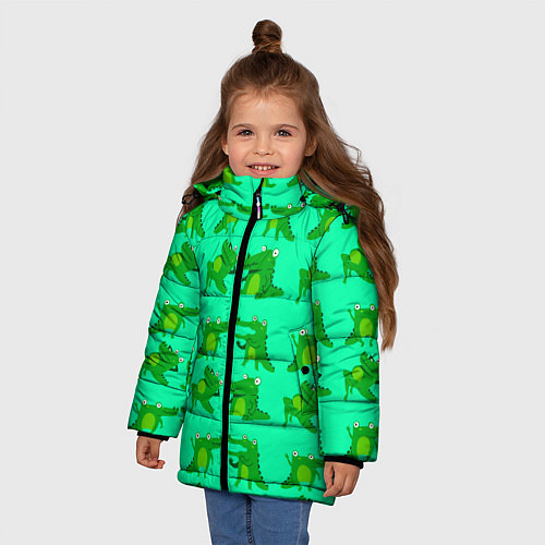 Зимняя куртка для девочки FUNNY CROCODILES / 3D-Светло-серый – фото 3