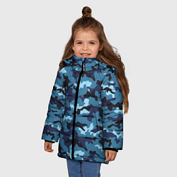 Куртка зимняя для девочки Камуфляж Тёмно-Синий Camouflage Dark-Blue, цвет: 3D-красный — фото 2
