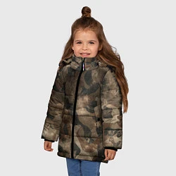 Куртка зимняя для девочки Камуфляж с потёртостями - Буря в пустыне, цвет: 3D-светло-серый — фото 2