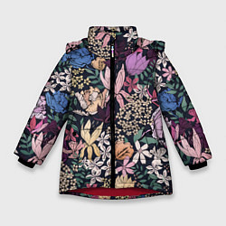 Зимняя куртка для девочки Цветы Летние В Цветущем Саду