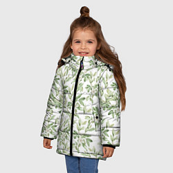 Куртка зимняя для девочки Цветы Магнолии, цвет: 3D-светло-серый — фото 2