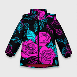 Зимняя куртка для девочки Авангардный паттерн из роз Лето