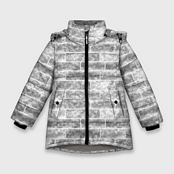 Куртка зимняя для девочки Серая кирпичная стена стиль лофт, цвет: 3D-светло-серый