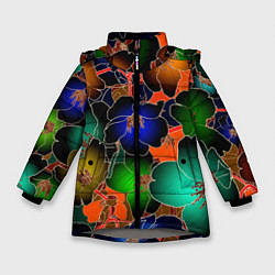 Куртка зимняя для девочки Vanguard floral pattern Summer night Fashion trend, цвет: 3D-светло-серый