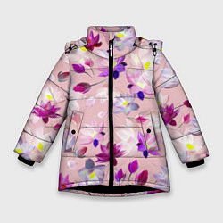 Зимняя куртка для девочки Цветы Разноцветные Лотосы