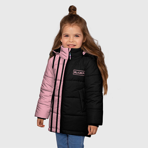 Зимняя куртка для девочки BLACKPINK HALF BLACK-PINK MINI LOGO / 3D-Черный – фото 3