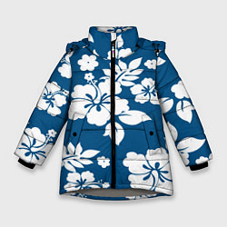 Куртка зимняя для девочки Цветочный паттерн Минимализм, цвет: 3D-светло-серый