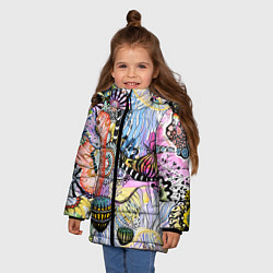 Куртка зимняя для девочки Подводный цветочно коралловый мир, цвет: 3D-черный — фото 2