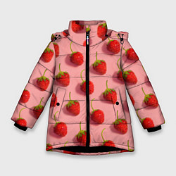 Куртка зимняя для девочки Strawberry Pattern, цвет: 3D-черный